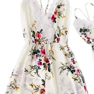 Jumpsuit outfit floral print V neck romper beachwear white small